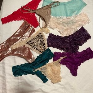 Women's Lace and Satin Panty Set - Multicolor